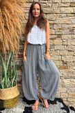 Lina Linen Blend Barrel Pant Washed Charcoal